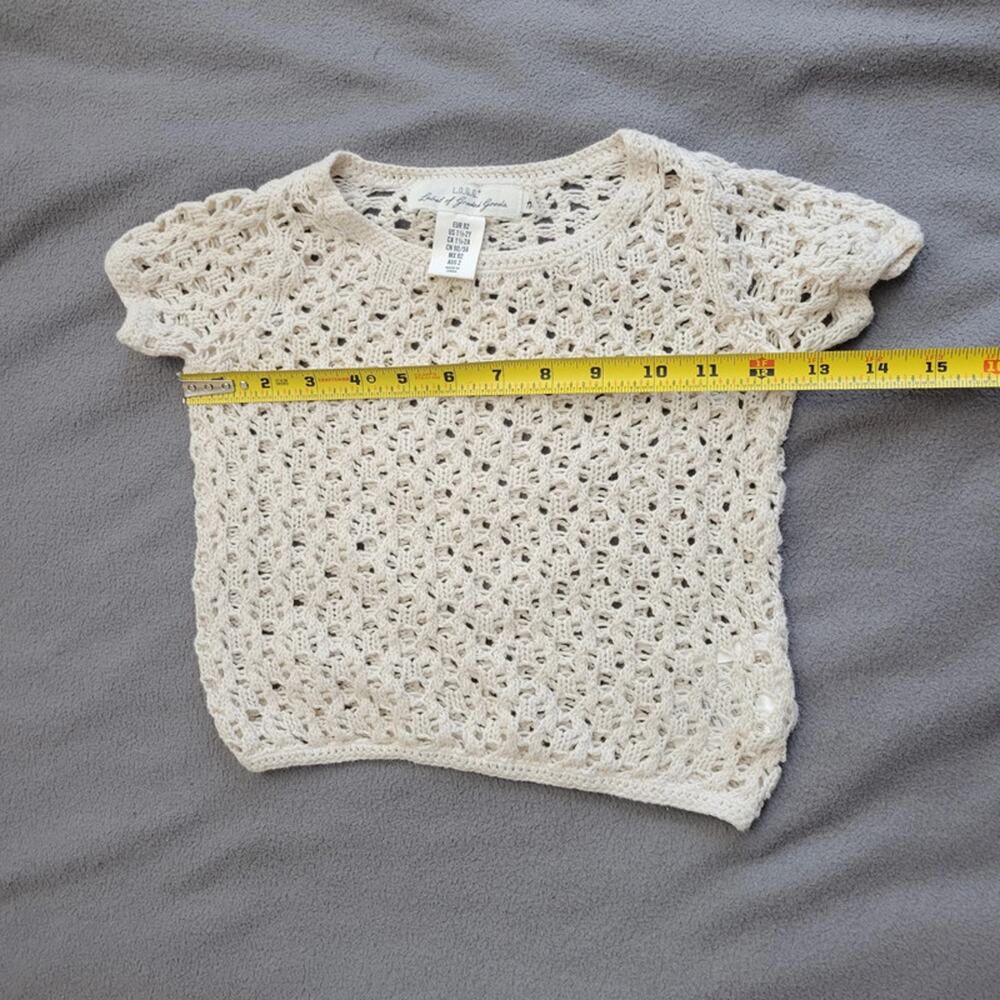 LOGG H and M Baby Girls 2T‎ Beige Crochet Sweater See Through Pullover - Picture 3 of 7